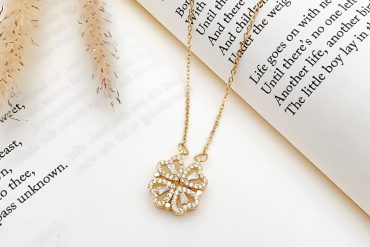 گردنبند دوحالته استیل رنگ ثابت نگین دار