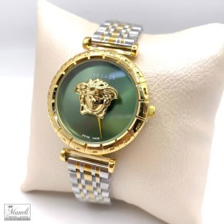 ساعت ورساچه زنانه با صفحه سبز و بند استیل