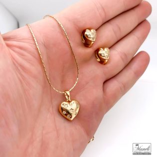 نیم ست قلب ساده با گوشواره حلقه ای از برند ژوپینگ طلایی