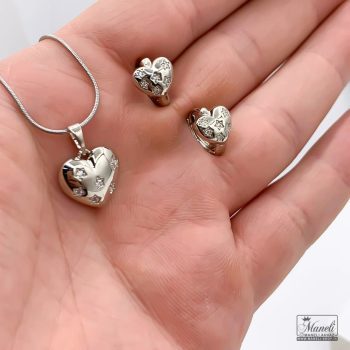 نیم ست قلب ژوپینگ نقره ای