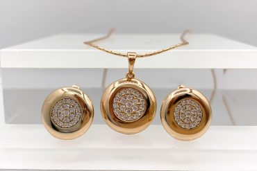 نیم ست گوشواره و گردنبند ژوپینگ نگین دار