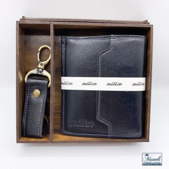 ست جاکلیدی و کیف پولی چرم مشکی