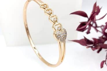 دستبند النگویی قلب با نگین