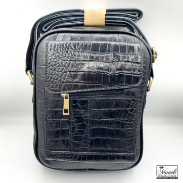 کیف رودوشی چرم طبیعی مردانه مدل کروکودیلی رنگ مشکی