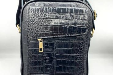 کیف رودوشی چرم طبیعی مردانه مدل کروکودیلی رنگ مشکی