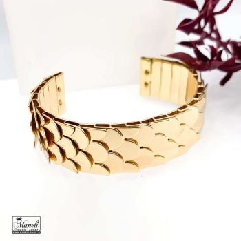 دستبند النگویی یا تکدست پهن طلائی استیل با رنگ ثابت - Image 3