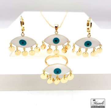 ست گردنبند، گوشواره و انگشتر چشم نظر آویز دار