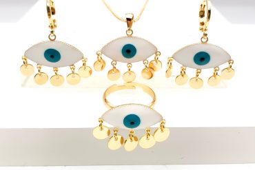 ست گردنبند، گوشواره و انگشتر چشم نظر آویز دار