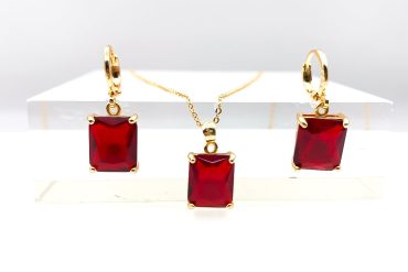 نیم ست نگین قرمز YSX با رنگ ثابت و ضدحساسیت