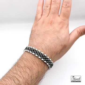 دستبند رولکس مشکی نقره ای rolex