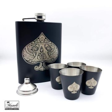 ست هیپ فلاسک و شات مشکی استیل