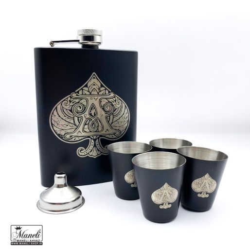 ست هیپ فلاسک و شات مشکی استیل