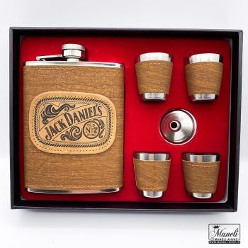 ست شات و هیپ فلاسک روکش دار کرمی