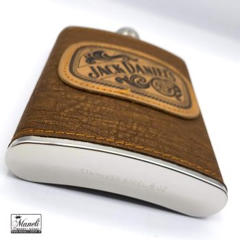 ست شات و هیپ فلاسک روکش دار با رنگ کرمی - Image 4