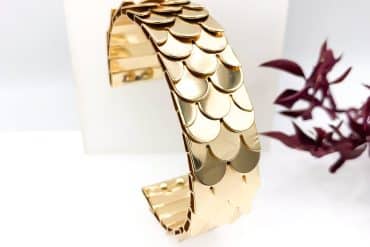 دستبند النگویی یا تکدست پهن طلائی استیل با رنگ ثابت