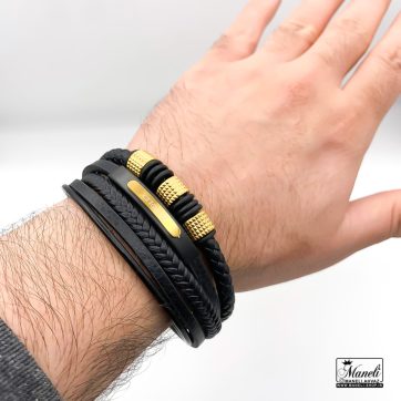 دستبند مردانه چرم چندردیفه
