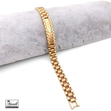 دستبند مردانه رولکس پلاک دار با رنگ رزگلد