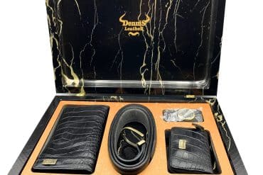 ست هدیه ای لوکس چرمی مردانه - کیف ، جاکارتی، کمربند + فندک