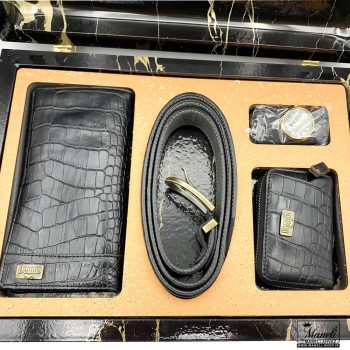 ست کیف و کمربند چرم مردانه با فندک