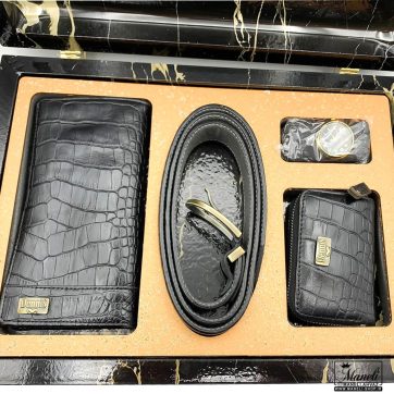 ست کیف و کمربند چرم مردانه با فندک