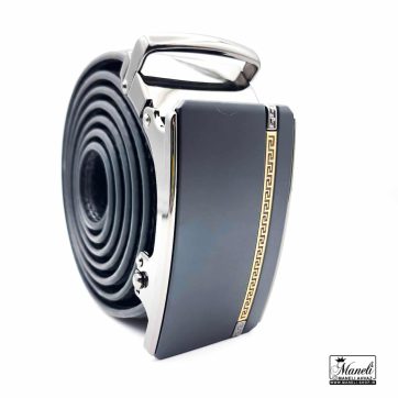 کمربند چرم ریلی مشکی ساده و کلاسیک