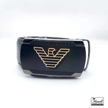 کمربند ریلی چرم مشکی امپریوآرمانی