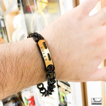 دستبند رولکس مشکی طلایی کارتیری