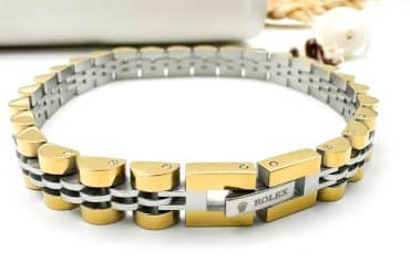 دستبند رولکس ظریف دورنگ از جنس استیل 316