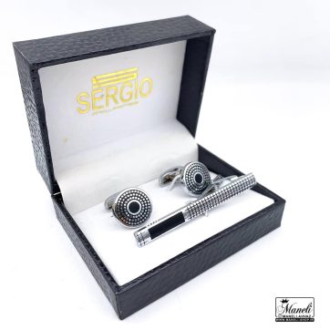 دکمه سردست نقره‌ای مشکی گرد:خوش جلوه و جذاب