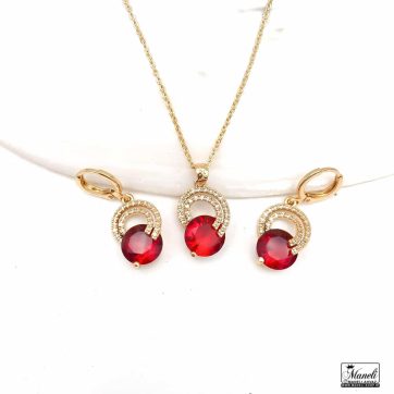 نیم ست نگین قرمز رنگ ثابت از برند YSX