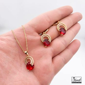 نیم ست نگین قرمز رنگ ثابت YSX