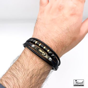 دستبند پسرانه خفن چرم کارتیر مشکی