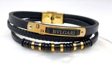 دستبند چرم مردانه بولگاری