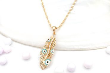گردنبند طرح پر چشم نظر ژوپینگ