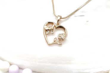 گردنبند ژوپینگ اصل طرح قلب، گل و پروانه