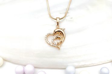 گردنبند ژوپینگ با طرح قلب و دلفین