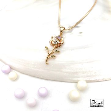 گردنبند گل رز ژوپینگ زنانه - پلاک و زنجیر