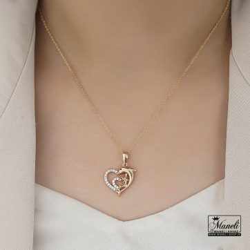 خرید و قیمت گردنبند زنانه ژوپینگ با طرح قلب و دلفین