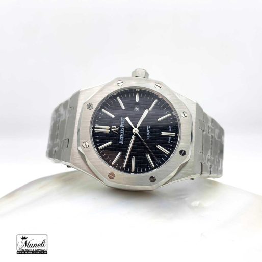 ساعت ای پی مردانه نقره ای صفحه مشکی AP