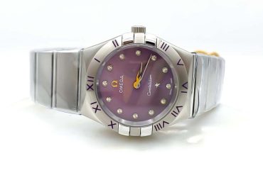 ساعت امگا زنانه نقره ای صفحه بنفش - مدل کانسلیشن