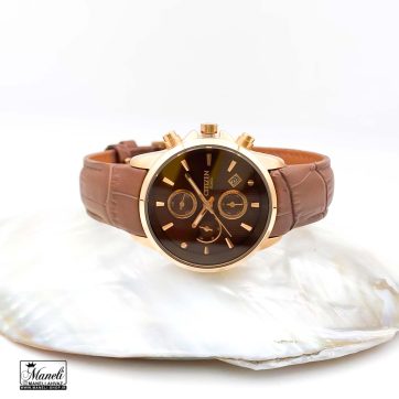 ساعت بند چرم زنانه الگانس رنگ قهوه ای کد 1250