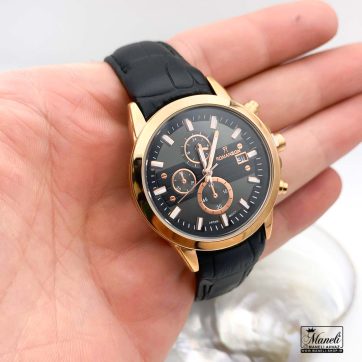 خرید ساعت بند چرم زنانه رومانسون رنگ مشکی رزگلد