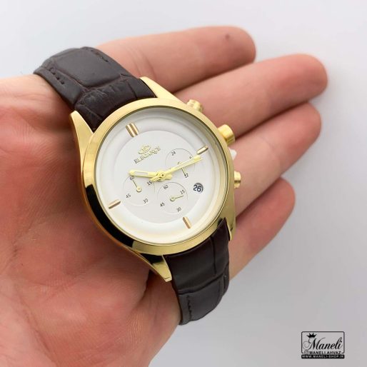 خرید ساعت بند چرم زنانه مشکی با قاب طلایی الگانس