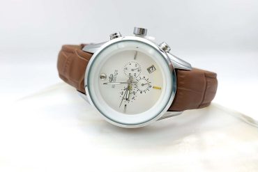 ساعت زنانه بند چرم قهوه ای صفحه سفید کد 1254