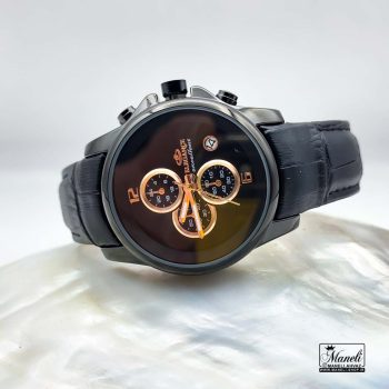 ساعت زنانه الگانس با بند چرم مشکی کد 1257