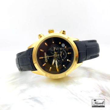 ساعت زنانه بند چرم با قاب طلایی سیتیزن