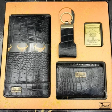 خرید ست چرم برند دنیز مشکی مردانه