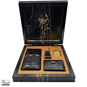 ست چرم برند دنیز مشکی مردانه