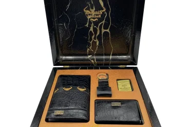 ست چرم برند دنیز مشکی مردانه