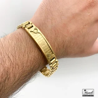قیمت دستبند رولکس مردانه طلایی پلاک دار رنگ ثابت